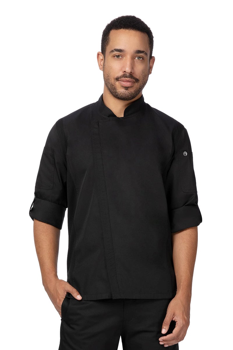 Chef Works Unisex Sustainable Hartford Chef Coat, Black, Small - Image 1